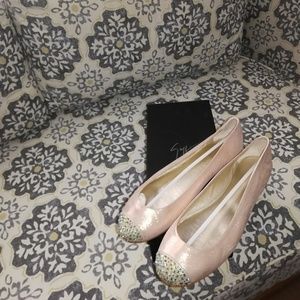 Giuseppe Zanotti Crystal Cap Toe Suede Flats